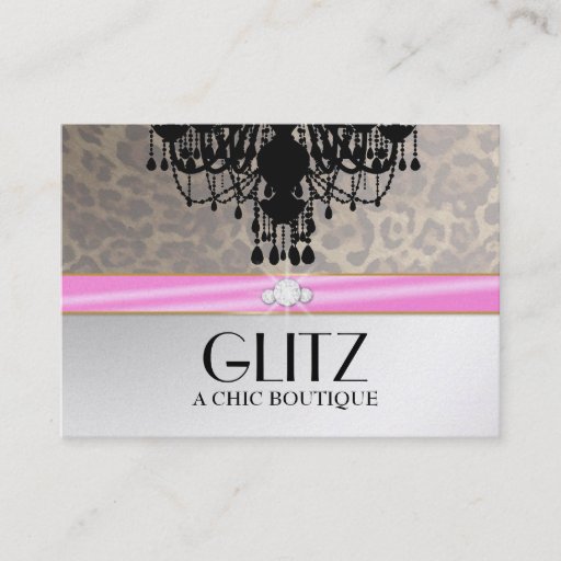 Customizable 311 Glitz Boutique Leopard Diamond Pink Business Card