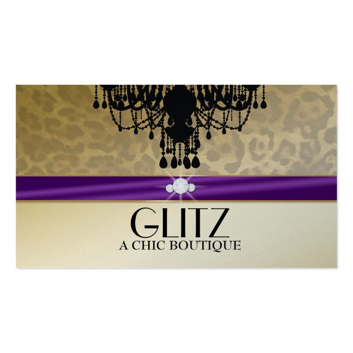 311 Glitz Boutique Leopard Diamonds Eggplant Business Card