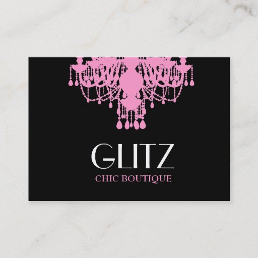 Customizable 311 Glitz Boutique Pink Chandelier Business Card Templates