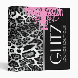 311 Glitz Boutique - Pink Chandelier Leopard 3 Ring Binder