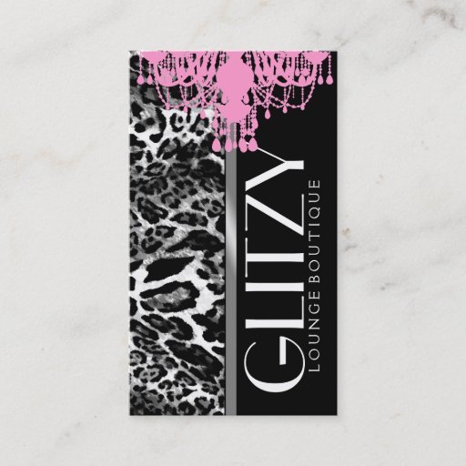 Customizable 311 Glitz Boutique - Pink Chandelier Leopard Business Card Templates