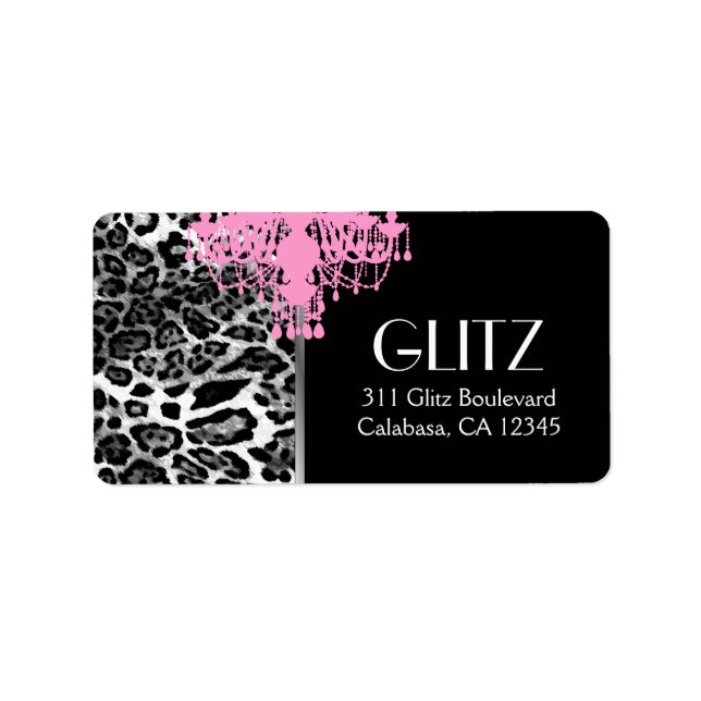 311 Glitz Boutique - Pink Chandelier Leopard Label (Front)