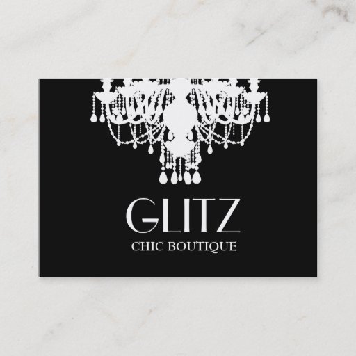 Customizable 311 Glitz Boutique White Chandelier Business Cards