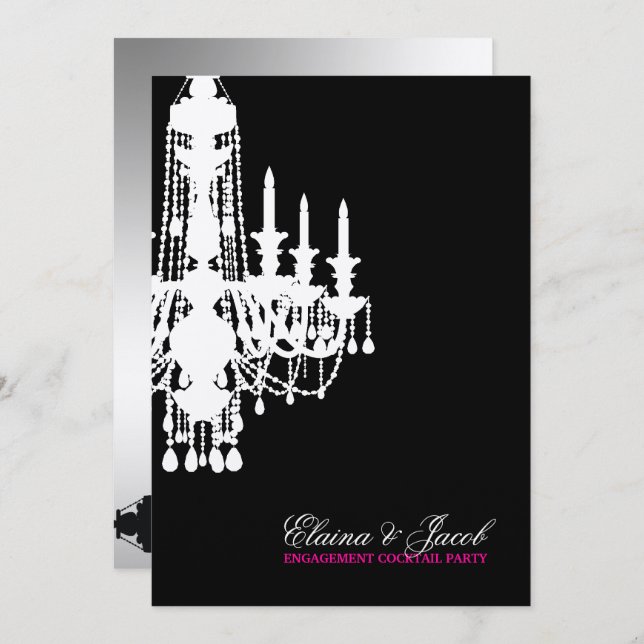 311-Glitz Chandelier - Invitation Metallic Silver (Front/Back)