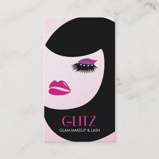 Customizable 311 Glitz Lash Makeup Hot Pink Purple Shadow Business Card