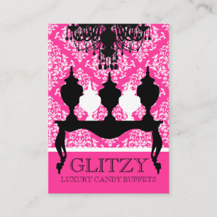 311 Glitzie Candie Black Table Pink Rococo Place Card
