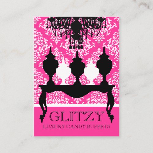 311 Glitzie Candie Black Table Pink Rococo Business Card Template