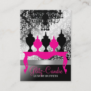 311 Glitzie Candie Pink Table Black Shimmer Place Card