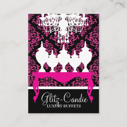 311 Glitzie Candie Pink Table Rococo Business Card Template