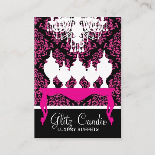 Customizable 311 Glitzie Candie Pink Table Rococo Business Card Template