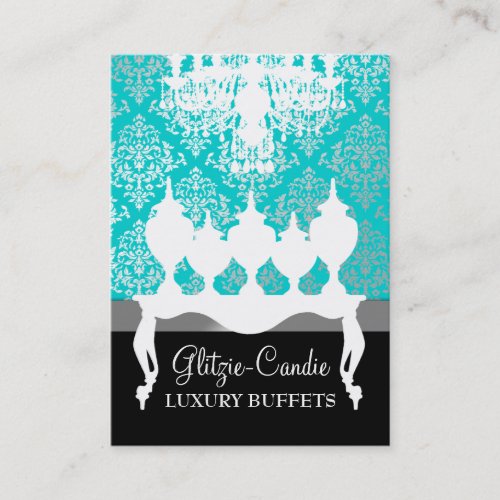 311 Glitzie Candie Turquoise &amp; Black Business Card Template