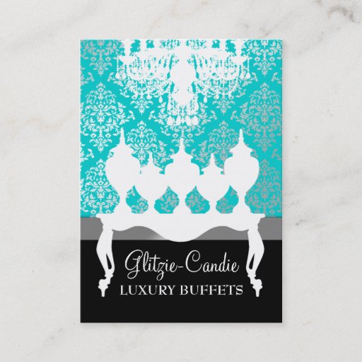 Customizable 311 Glitzie Candie Turquoise &amp; Black Business Card Template