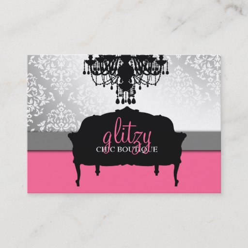Customizable 311 Glitzy Chic Boutique - Rose Pink Business Card Template