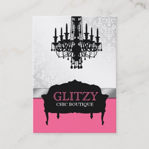 Customizable 311-Glitzy Chic Boutique - Rose Pink Vertical Business Card Template