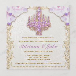 311 Glitzy Purple Chandelier Metallic Invitation