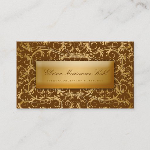 Customizable 311-Golden diVine #2 Chocolate Brown Business Card Template
