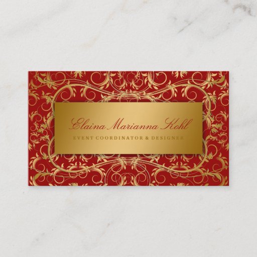 Customizable 311 Golden Divine Cherry Red Business Card Templates