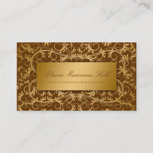 Customizable 311 Golden diVine Chocolate Brown Business Cards