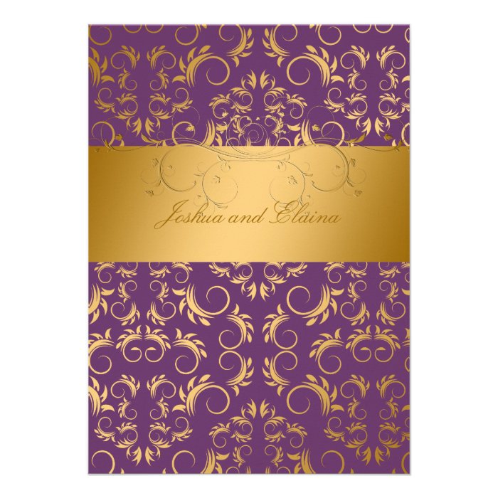 311 Golden diVine  Eggplant Purple Invitation