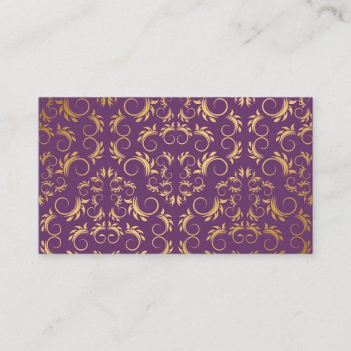 311-Golden diVine Eggplant Purple Place Card Business Card Template
