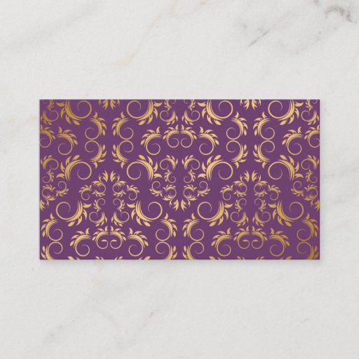 Customizable 311-Golden diVine Eggplant Purple Place Card Business Card Template