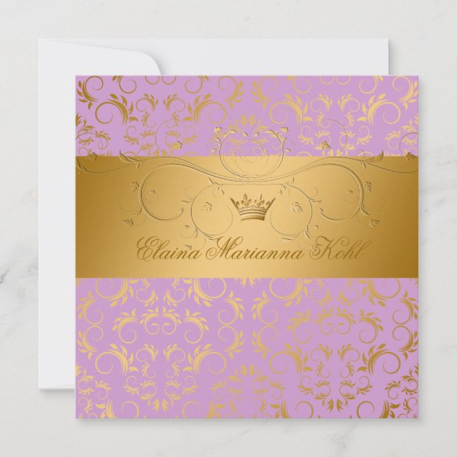 311-Golden diVine Lavender Brulee Sweet 16 Invitation (Front)