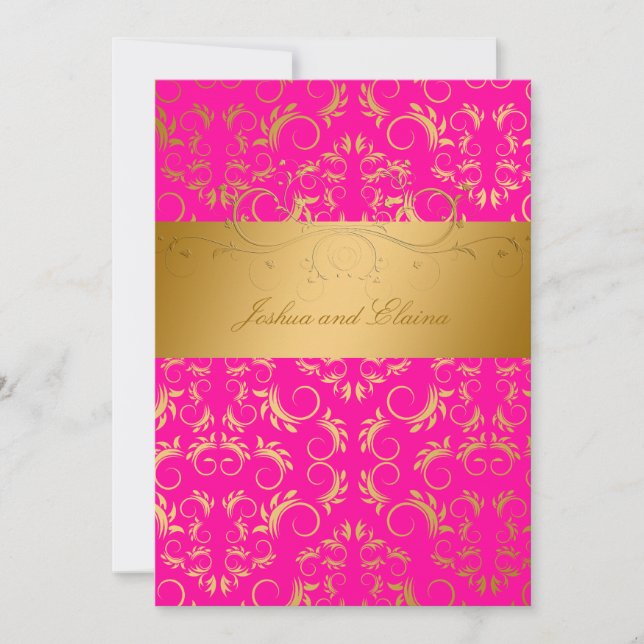 311-Golden diVine | Passion Pink Invitation (Front)