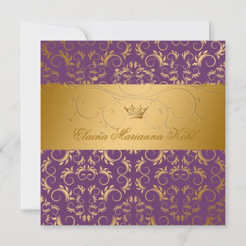 311_Golden diVine Purple Royale Sweet 16 Invitation