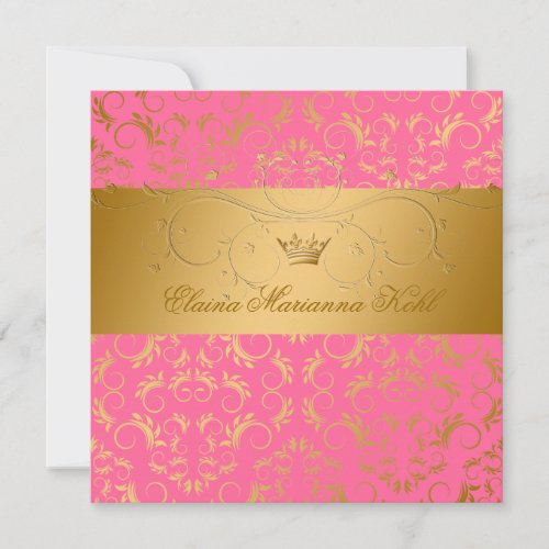 311_Golden diVine Strawberry Brulee Sweet 16 Invitation