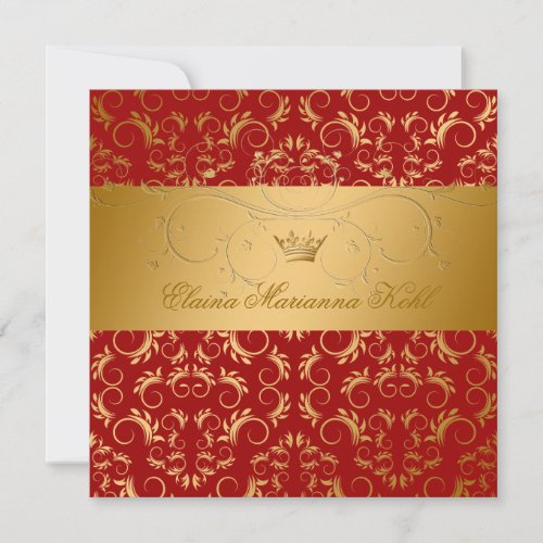 311_Golden diVine Sweet Cherry Red Sweet 16 Invitation