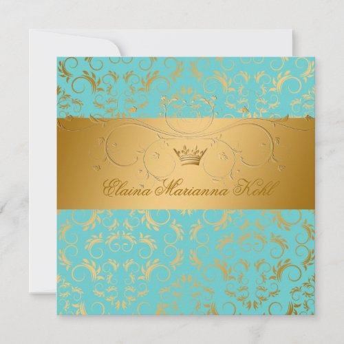 311_Golden diVine Turquoise Rapture Sweet 16 Invitation