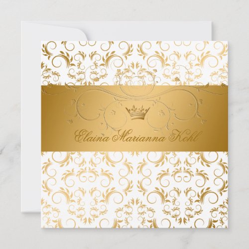 311_Golden diVine White Delight Sweet 16 Invitation