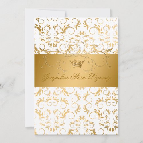 311_Golden diVine White Delight Sweet 16 Invitation