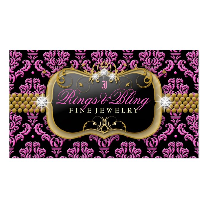 311 Golden Raspberry Bling Noir Damask Business Card