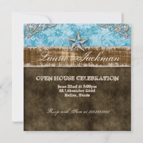 Quinceanera Vintage Photo Card Star Blue Personalized Announcements