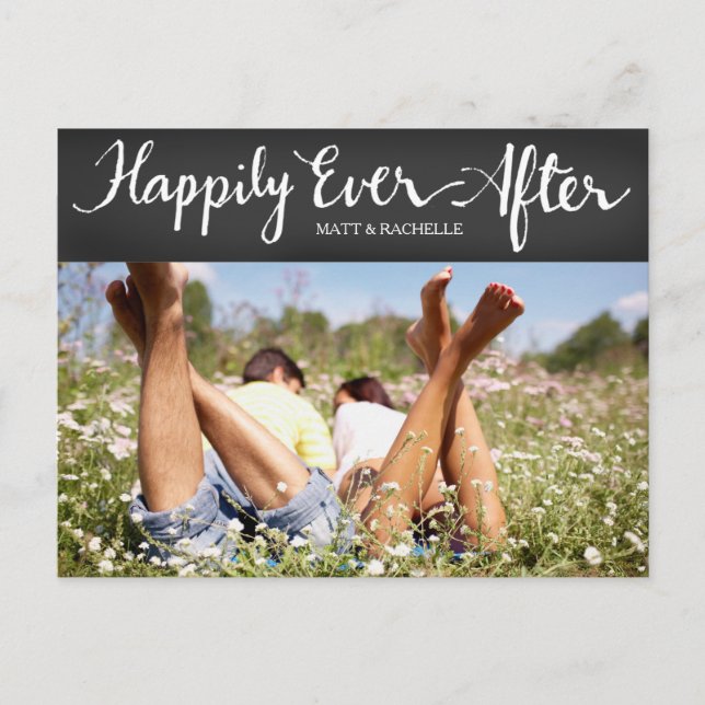 311 Gray Happily Ever After Floral Thank You Postcard (Front)