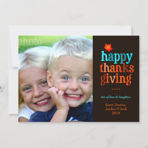 311-Happy Thanksgiving Photo Blue Holiday Card