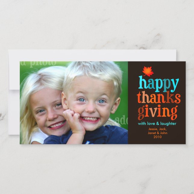 311-Happy Thanksgiving Photo Card Blue (Front)