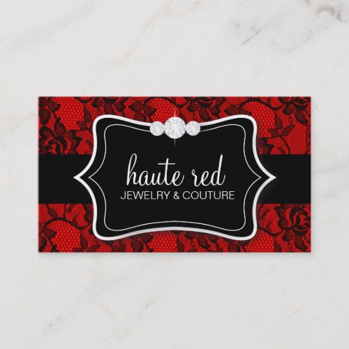311 Haute Black Lace &amp; Diamonds Red Back Business Card Templates