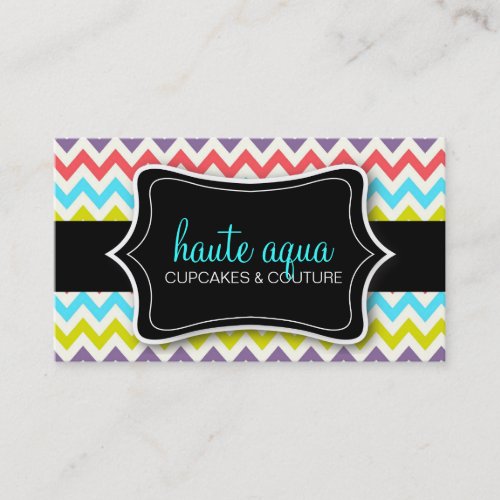 311 Haute Chevron Pattern Aqua Business Card Templates