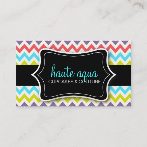Customizable 311 Haute Chevron Pattern Aqua Business Card Templates