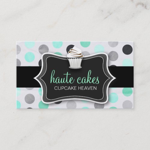 311 Haute Cupcakes Pink Polka Dots Mint Business Card Templates