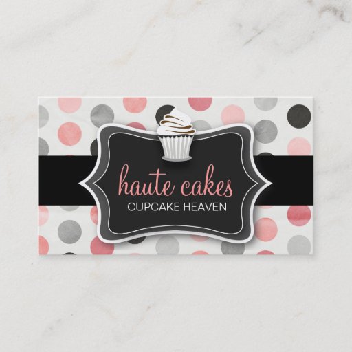 Customizable 311 Haute Cupcakes Polka Dots Business Card Template