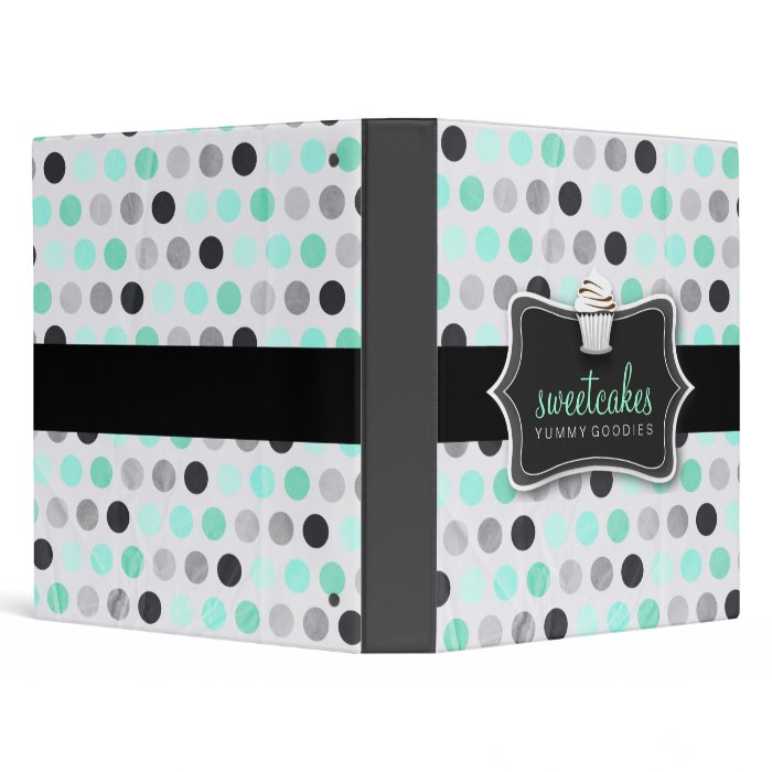 311 Haute Cupcakes Polka Dots Mint 3 Ring Binder