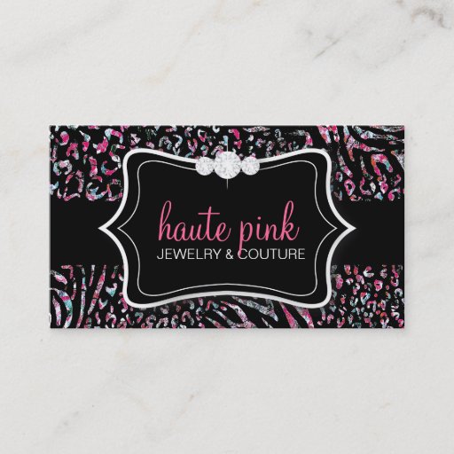 Customizable 311 Haute Zebra Leopard Pink Business Card