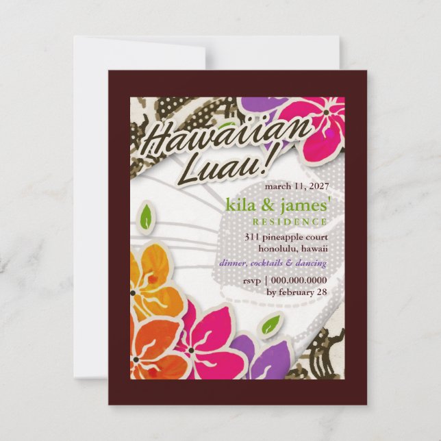 311 Hawaiian Heaven Invitation | Brown (Front)