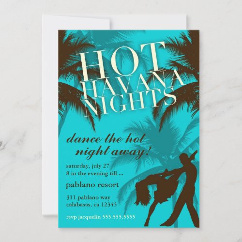 311 Hot Havana Nights Aqua Brown Invite