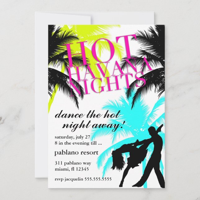 311 Hot Havana Nights White Electric Invitation (Front)