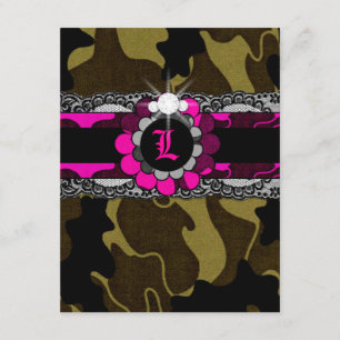 311-Hott Pink Camo Lingerie Shower Invitation