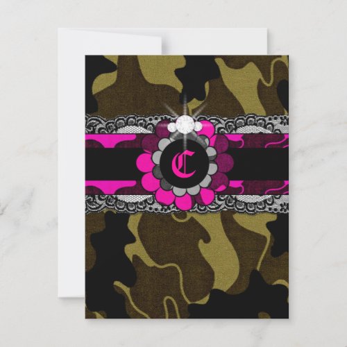 311 Hott Pink Camo Sweet Sixteen Invitation